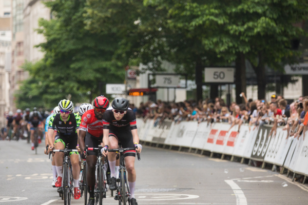 cyclists in a race in the city of london