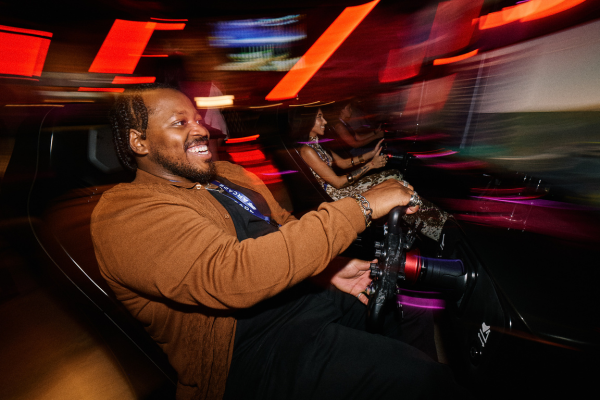 a person sim racing